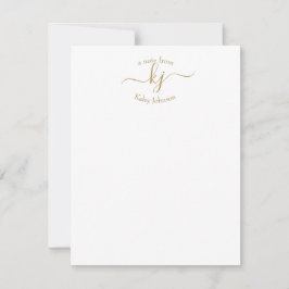 Minimalistische Gold White 2 Monogram Erstkarte Dankeskarte