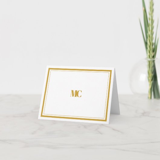 Minimalistische Gold White Monogram Border Note Ca Einladung (Vorderseite)