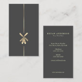 Minimalistische Gold-Windmill-Visitenkarte Visitenkarte (Vorne/Hinten)