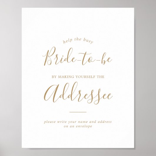 Minimalistische Goldadresse und Umschlagzeichen Poster (Vorne)