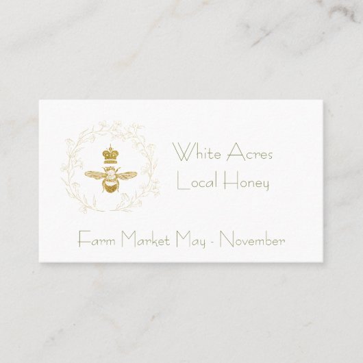 Minimalistische Goldbiene und -krone Visitenkarte (Vorderseite)