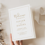 Minimalistische Goldbörse Programm<br><div class="desc">Dieses minimalistisch gefaltete Hochzeitsprogramm ist perfekt für eine einfache Hochzeit. Das moderne romantische Design besticht durch klassische Goldtypografie und Weiß, gepaart mit einer rustikalen und eleganten Kalligraphie mit Vintagem handgeschriebenem Stil. Anpassbar in jeder Farbe. Behalt das Design einfach und elegant, wie es ist, oder personalisiere es durch Hinzufügen von eigenen...</div>