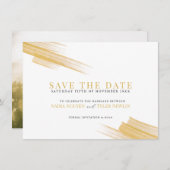 Minimalistische goldbraune Farbstriche Foto Hochze Save The Date (Vorne/Hinten)