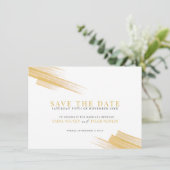 Minimalistische goldbraune Farbstriche Foto Hochze Save The Date (Stehend Vorderseite)