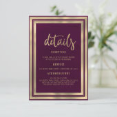 Minimalistische Goldburgunde Einladung (Stehend Vorderseite)