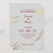 Minimalistische Goldbürstendesign-Hochzeit Einladung (Vorne/Hinten)