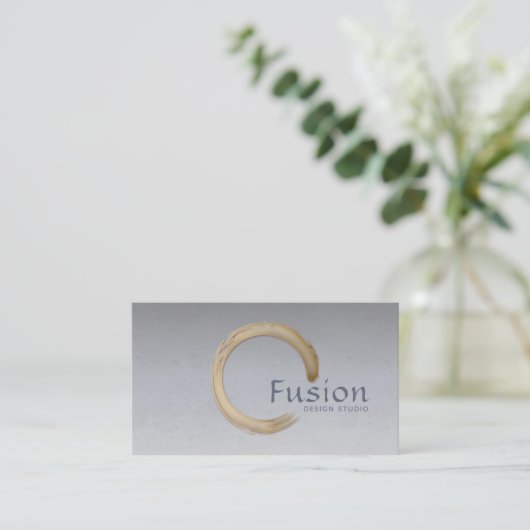 Minimalistische Golden Enso Circle Business Card Visitenkarte (Stehend Vorderseite)