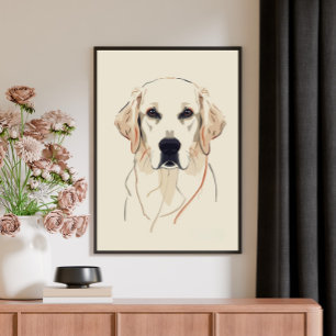 Minimalistische Golden Retriever-Linienkunst Leinwanddruck
