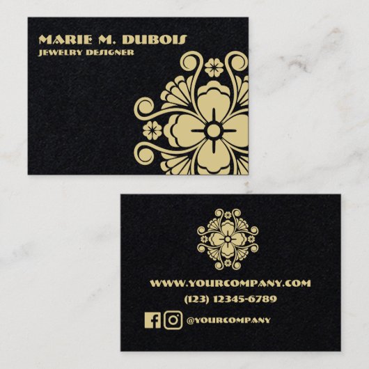 Minimalistische Goldene Blume Visitenkarte (Vorne/Hinten)