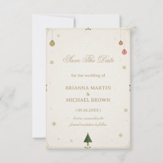 Minimalistische goldene Feiertags-Winter-Eleganz Save The Date