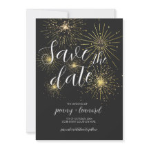 Minimalistische goldene Feuerwerkskörper Save the 