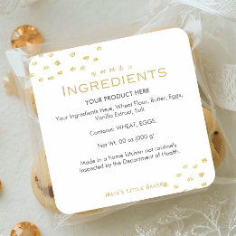 Minimalistische goldene Glitterpunkt-Bäckerei-Zuta Quadratischer Aufkleber