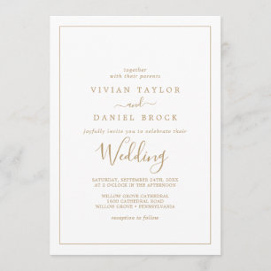 Minimalistische Goldene Hochzeit Einladung