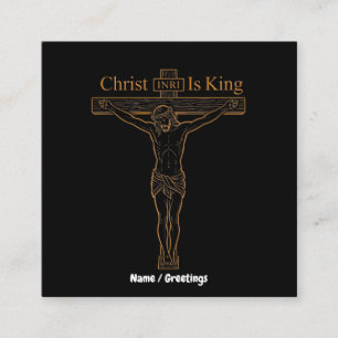 Minimalistische goldene Kreuzigungs-Kunst Christus Quadratische Visitenkarte