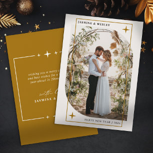 Minimalistische goldene Weihnachts-Hochzeits-Foto Feiertagskarte