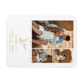 Minimalistische Goldene Weize 3 Fotos Collage Wedd Magnet (Horizontal)