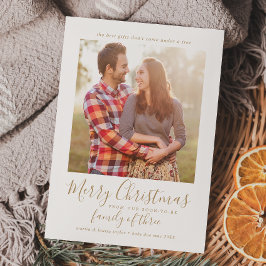 Minimalistische Goldfamilie des Fotos für Schwange Feiertagskarte