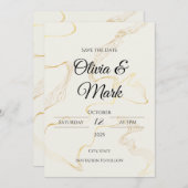 Minimalistische Goldfolie Save the Date | elegant Einladung (Vorne/Hinten)