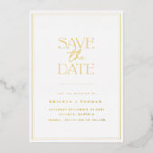 Minimalistische Goldfolie Save the Date Folieneinladung (Vorderseite)