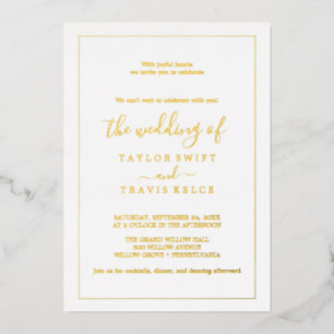 Minimalistische Goldfolien-Hochzeit mit Foto Folieneinladung