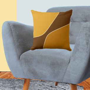 Minimalistische goldgelbe und braune Quarterformen Kissen