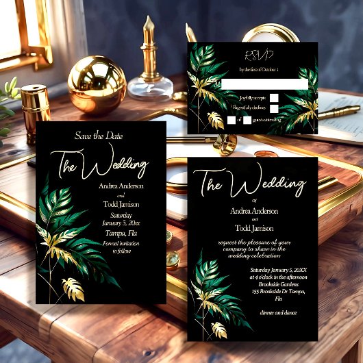 Minimalistische Goldhochzeit Save The Date