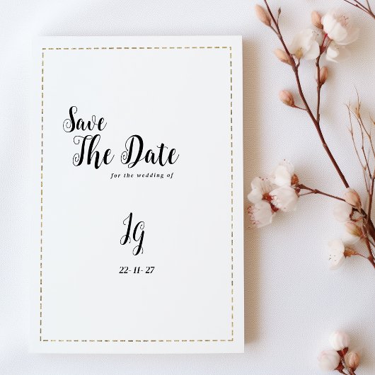 Minimalistische Goldkalligraphie Save the Date Einladung