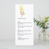 Minimalistische Goldleaf-Hochzeit Menükarte (Stehend Vorderseite)
