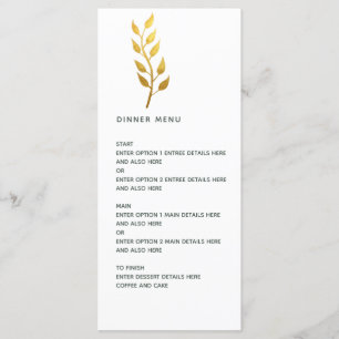 Minimalistische Goldleaf-Hochzeit Menükarte