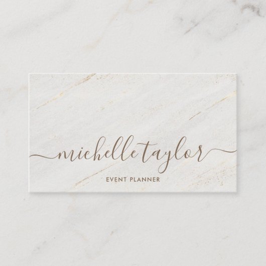Minimalistische Goldmarke aus weißem Marmor Visitenkarte (Vorderseite)