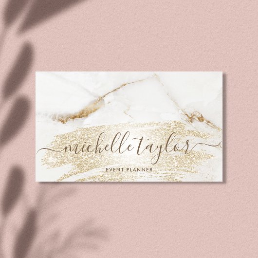 Minimalistische Goldmarke aus weißem Marmor Visitenkarte