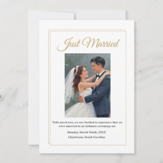 Minimalistische Goldrand-Hochzeitsankündigungskart Dankeskarte