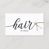 Minimalistische Goldschere Elegant Typografie Hair Visitenkarte (Vorderseite)