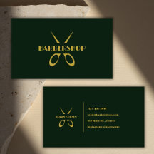 Minimalistische Goldschere Grüner Barbershop Salon