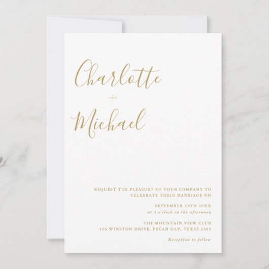 Minimalistische Goldsignatur Einladung (Vorderseite)