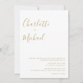 Minimalistische Goldsignatur-Script-Foto-Hochzeit Einladung (Vorderseite)