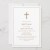 Minimalistische Goldtypografie Cross Frame Baptiss Einladung (Vorderseite)