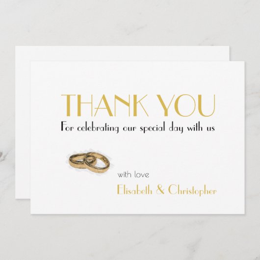 Minimalistische Goldtypografie Dankeskarte (Vorne/Hinten)