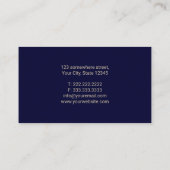 Minimalistische Goldtypografie Elegant Navy Blue Visitenkarte (Rückseite)