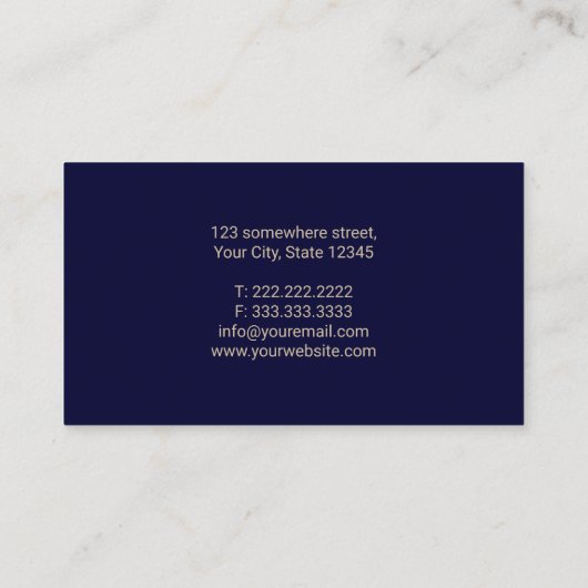 Minimalistische Goldtypografie Elegant Navy Blue Visitenkarte (Rückseite)