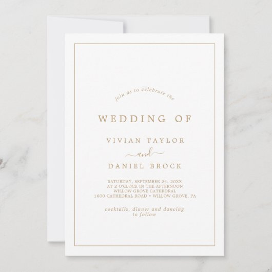 Minimalistische Goldtypografie - Hochzeit von Einladung (Vorderseite)