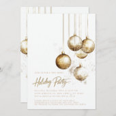 Minimalistische Goldverzierungen Baubles Weihnacht Einladung (Vorne/Hinten)