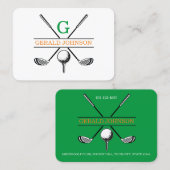 Minimalistische Golf Monogram Design Business Card Visitenkarte (Vorne/Hinten)