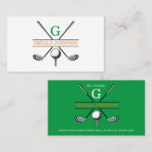 Minimalistische Golf Monogram Design Business Card Visitenkarte (Vorne/Hinten)