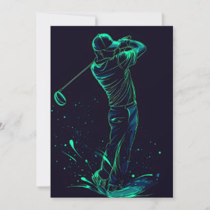 Minimalistische Golfer Green Glow Silhouette Feiertagskarte