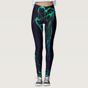 Minimalistische Golfer Green Glow Silhouette Leggings