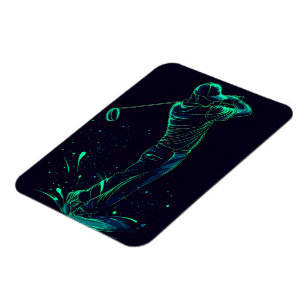 Minimalistische Golfer Green Glow Silhouette Magnet