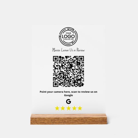 Minimalistische Google-Bewertungen Business Qr-Cod Acrylschild (Vorderseite)