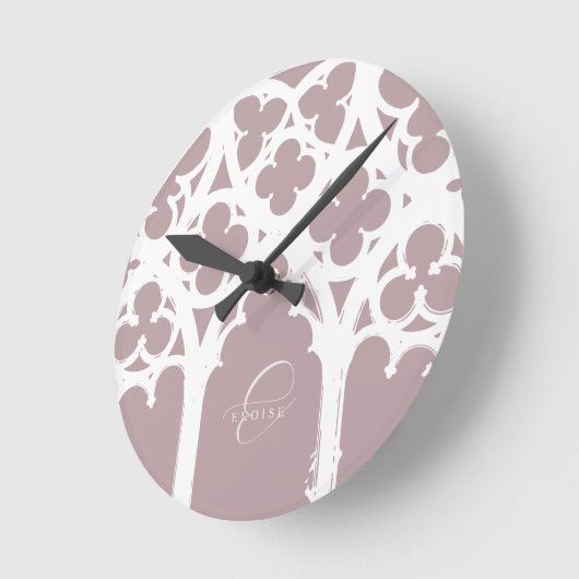 Minimalistische gotische Fensterkalligrafie in hel Runde Wanduhr (Winkel)