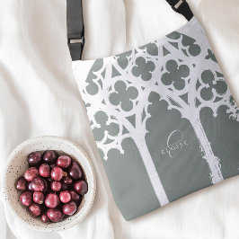 Minimalistische gotische Fensterkalligraphie Tragetaschen Mit Langen Trägern